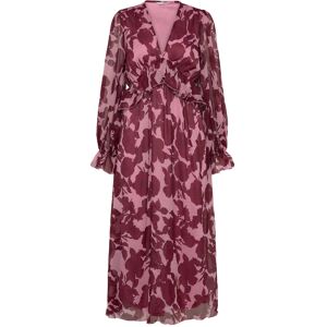 Bubbleroom Frill L/S Chiffon Midi Dress XL PINK/RED XL Bubbleroom Frill L/S Chiffon Midi Dress XL PINK/RED XL