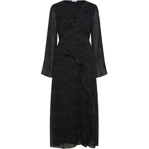Bubbleroom V-Neck Frill Dress 34 BLACK/DOTTED 34 Bubbleroom V-Neck Frill Dress 34 BLACK/DOTTED 34