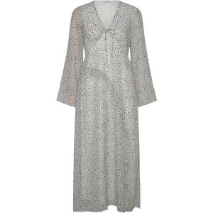 Bubbleroom V-Neck Frill Dress 42 LIGHT BEIGE/DOTTED 42 Bubbleroom V-Neck Frill Dress 42 LIGHT BEIGE/DOTTED 42