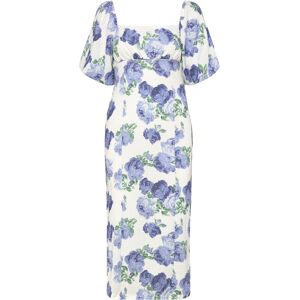 Bubbleroom Volume Sleeve Midi Dress S WHITE/FLORAL S Bubbleroom Volume Sleeve Midi Dress S WHITE/FLORAL S