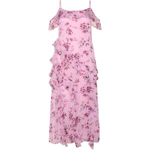 Bubbleroom Peaky Shoulder Flounce Maxi Dress M PINK/FLORAL M Bubbleroom Peaky Shoulder Flounce Maxi Dress M PINK/FLORAL M