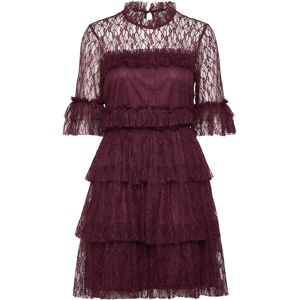 Bubbleroom Frill Lace Dress 42 BURGUNDY 42 Bubbleroom Frill Lace Dress 42 BURGUNDY 42