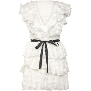 Bubbleroom V-Neck Frill Floral Dress 42 WHITE 42 Bubbleroom V-Neck Frill Floral Dress 42 WHITE 42