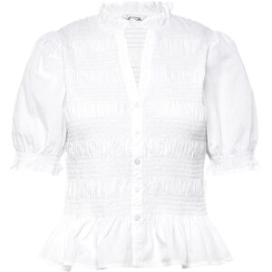 Bubbleroom Short Sleeve Cotton Smock Blouse M WHITE M Bubbleroom Short Sleeve Cotton Smock Blouse M WHITE M
