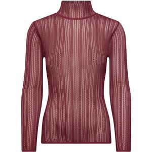 Malina Zelie Sheer Knitted Turtleneck Top M WINE M Malina Zelie Sheer Knitted Turtleneck Top M WINE M