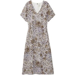 Calvin Printed Crepe V Neck Ss Midi Dre XS SEPIA FLECKED ANIMAL PRINT XS Calvin Printed Crepe V Neck Ss Midi Dre XS SEPIA FLECKED ANIMAL PRINT XS