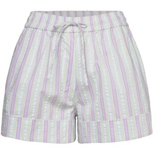 Ganni Stripe Seersucker Elasticated Shorts 32 MAUVE CHALK 32 Ganni Stripe Seersucker Elasticated Shorts 32 MAUVE CHALK 32