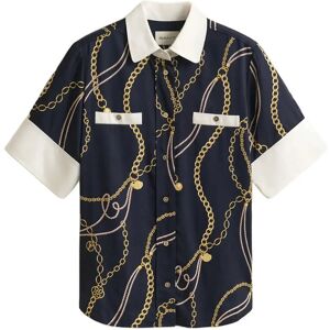 Gant Reg Printed Contrast Ss Blouse 38 EVENING BLUE 38 Gant Reg Printed Contrast Ss Blouse 38 EVENING BLUE 38
