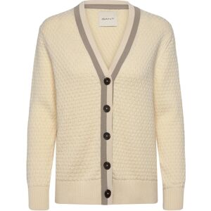Gant Cotton Contrast Textured Cardigan S CREAM S Gant Cotton Contrast Textured Cardigan S CREAM S