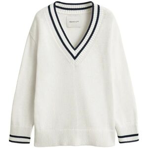 Gant Contrast Cotton V-Neck L EGGSHELL L Gant Contrast Cotton V-Neck L EGGSHELL L