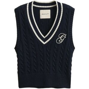 Gant Contrast Cotton Cable V-Neck Vest M EVENING BLUE M Gant Contrast Cotton Cable V-Neck Vest M EVENING BLUE M