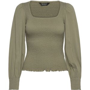 Lauren Ralph Lauren Smocked Jersey Blouson-Sleeve Top L SAGE GREEN L Lauren Ralph Lauren Smocked Jersey Blouson-Sleeve Top L SAGE GREEN L