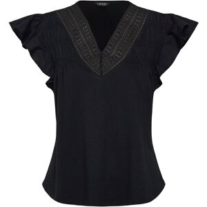Lauren Ralph Lauren Lace-Trim Jersey Flutter-Sleeve Tee S BLACK S Lauren Ralph Lauren Lace-Trim Jersey Flutter-Sleeve Tee S BLACK S