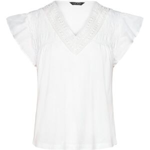 Lauren Ralph Lauren Lace-Trim Jersey Flutter-Sleeve Tee L WHITE L Lauren Ralph Lauren Lace-Trim Jersey Flutter-Sleeve Tee L WHITE L