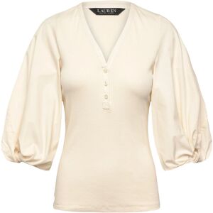 Lauren Ralph Lauren Rib-Knit Balloon-Sleeve Henley Top S MASCARPONE CREAM S Lauren Ralph Lauren Rib-Knit Balloon-Sleeve Henley Top S MASCARPONE CREAM S