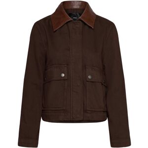 Mango Denim Parka With Faux-Leather Collar S DARK BROWN S Mango Denim Parka With Faux-Leather Collar S DARK BROWN S