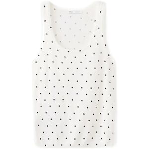 Mango Polka-Dot Knitted Top M NATURAL WHITE M Mango Polka-Dot Knitted Top M NATURAL WHITE M