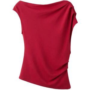 Mango Asymmetric Ruched Top M RED M Mango Asymmetric Ruched Top M RED M