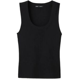 Mango Round-Neck Knitted Top M BLACK M Mango Round-Neck Knitted Top M BLACK M
