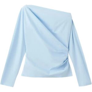 Mango Cotton Blouse With Asymmetrical Collar S MEDIUM BLUE S Mango Cotton Blouse With Asymmetrical Collar S MEDIUM BLUE S