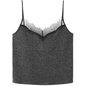 Mango Top With Lace Neck M DARK GREY M Mango Top With Lace Neck M DARK GREY M