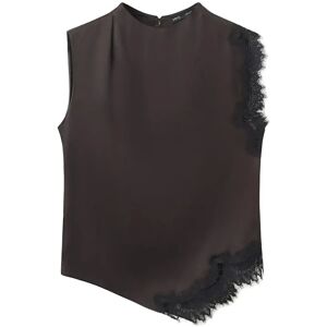 Mango Lace Trim Top M BROWN M Mango Lace Trim Top M BROWN M