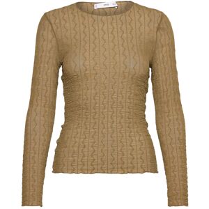 Mango Long-Sleeved T-Shirt With Ruffles XS BEIGE - KHAKI XS Mango Long-Sleeved T-Shirt With Ruffles XS BEIGE - KHAKI XS