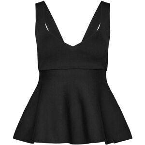 Mango Fine-Knit Peplum Top XS BLACK XS Mango Fine-Knit Peplum Top XS BLACK XS