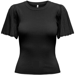 ONLY Onlanjelica Ss Detail O-Neck Knt XS BLACK XS ONLY Onlanjelica Ss Detail O-Neck Knt XS BLACK XS