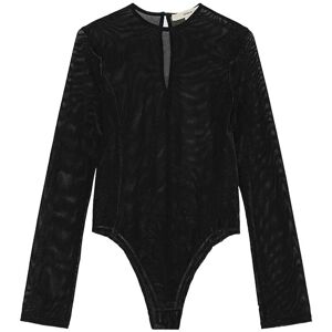 REMAIN Birger Christensen Velvet Mesh Bodysuit 38 BLACK 38 REMAIN Birger Christensen Velvet Mesh Bodysuit 38 BLACK 38