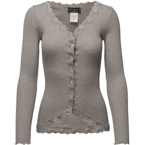 Rosemunde Rwbabette Silk Ls V-Neck Lace Cardi S LIGHT GREY MELANGE S Rosemunde Rwbabette Silk Ls V-Neck Lace Cardi S LIGHT GREY MELANGE S