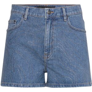 ROTATE Rhinestone Denim Shorts 27 LIGHT BLUE DENIM 27 ROTATE Rhinestone Denim Shorts 27 LIGHT BLUE DENIM 27