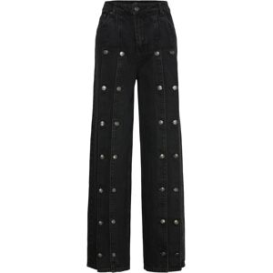 ROTATE Button Detail Wide Jeans 31 BLACK DENIM 31 ROTATE Button Detail Wide Jeans 31 BLACK DENIM 31