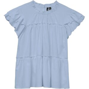Vero Moda Vmisolde Sl O-Neck Frill Top Wvn Exp Sb2 M CASHMERE BLUE M Vero Moda Vmisolde Sl O-Neck Frill Top Wvn Exp Sb2 M CASHMERE BLUE M