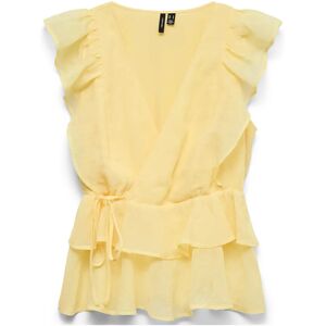 Vero Moda Vmsabrina Ss Flounce Top Wvn Exp M PALE BANANA M Vero Moda Vmsabrina Ss Flounce Top Wvn Exp M PALE BANANA M