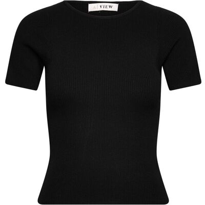 A-View Rib Knit Short Sleeve Top XL BLACK XL A-View Rib Knit Short Sleeve Top XL BLACK XL