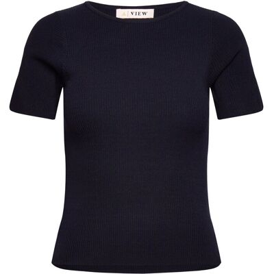 A-View Rib Knit Short Sleeve Top XL NAVY XL A-View Rib Knit Short Sleeve Top XL NAVY XL