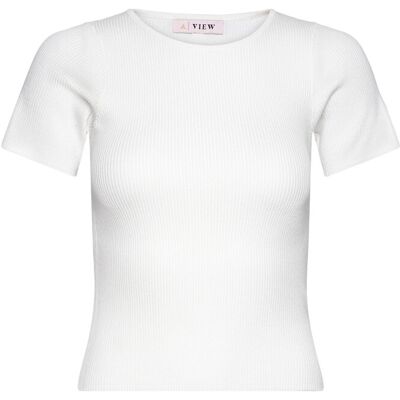 A-View Rib Knit Short Sleeve Top XL WHITE XL A-View Rib Knit Short Sleeve Top XL WHITE XL