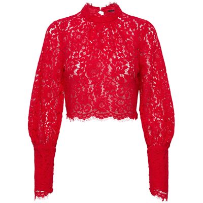 Bardot Lace Georgia Top 38 FIRE RED 38 Bardot Lace Georgia Top 38 FIRE RED 38