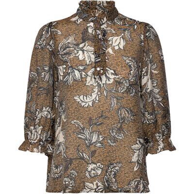 Bruuns Bazaar Dusclebbmorea Blouse 34 BROWN FLOWER PRINT 34 Bruuns Bazaar Dusclebbmorea Blouse 34 BROWN FLOWER PRINT 34