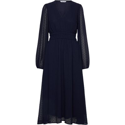 Bubbleroom Dobby Dot Smock Midi Dress 32-34 x 125 DARK BLUE 32-34 x 125 Bubbleroom Dobby Dot Smock Midi Dress 32-34 x 125 DARK BLUE 32-34 x 125