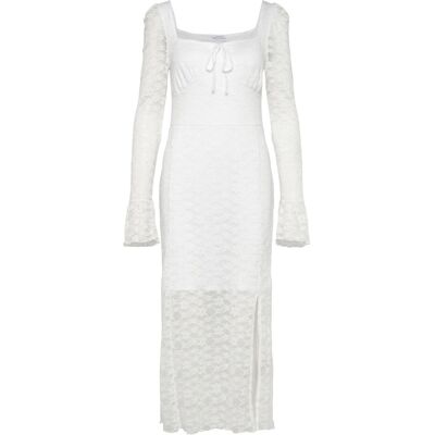 Bubbleroom Square Neck Lace Dress S WHITE S Bubbleroom Square Neck Lace Dress S WHITE S