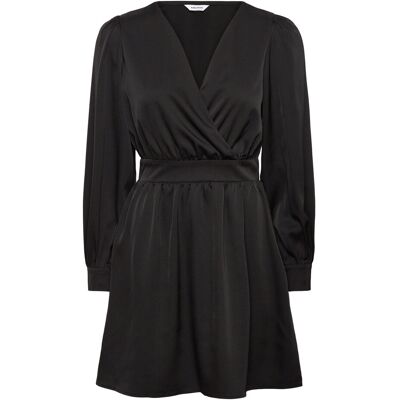 Bubbleroom Wrap Satin Dress L BLACK L Bubbleroom Wrap Satin Dress L BLACK L