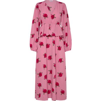 Bubbleroom V-Neck Flounce Maxi Dress 38 PINK/PATTERNED 38 Bubbleroom V-Neck Flounce Maxi Dress 38 PINK/PATTERNED 38