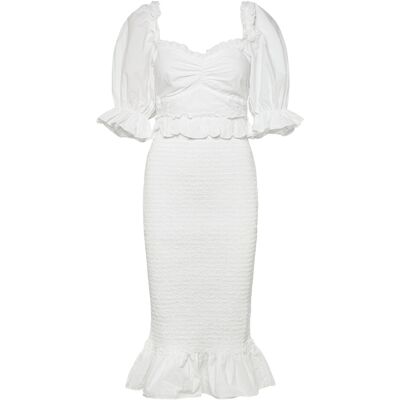 Bubbleroom Bustier Smock Ankle Dress XS WHITE XS Bubbleroom Bustier Smock Ankle Dress XS WHITE XS