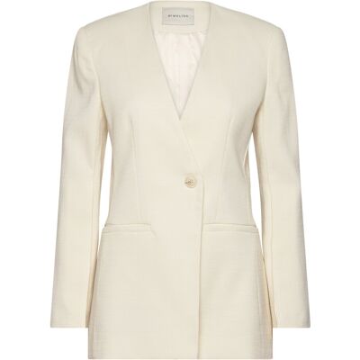 Malina Anisa Collarless Fitted Blazer L VANILLA L Malina Anisa Collarless Fitted Blazer L VANILLA L