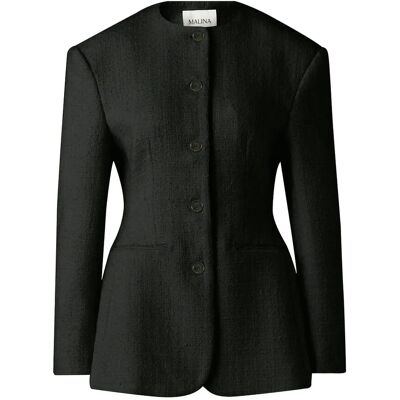 Malina Carol Fitted Round Neck Blazer XS BLACK XS Malina Carol Fitted Round Neck Blazer XS BLACK XS