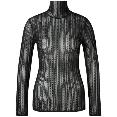 Malina Zelie Sheer Knitted Turtleneck Top M BLACK M Malina Zelie Sheer Knitted Turtleneck Top M BLACK M