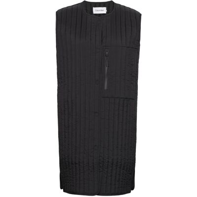 Calvin Lw Vertical Quilted Long Vest S CK BLACK S Calvin Lw Vertical Quilted Long Vest S CK BLACK S