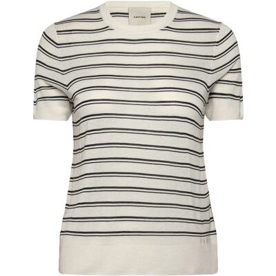 Calvin Viscose Short Sleeve Sweater Str M TOFU STRIPE M Calvin Viscose Short Sleeve Sweater Str M TOFU STRIPE M